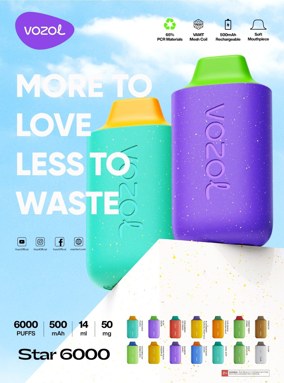 Одноразовая ЭС Vozol Star 6000 - Rainbow Candy (Фруктовый конфеты)