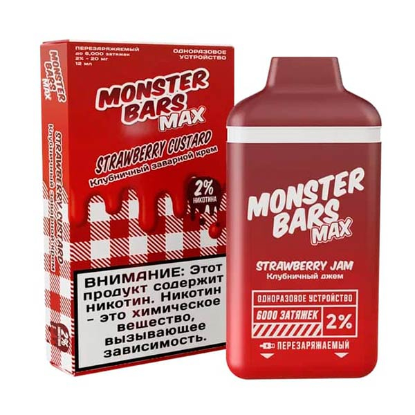 Одноразовая ЭС Jam Monster Bars Max 6000 - Strawberry Jam (Клубничный джем)