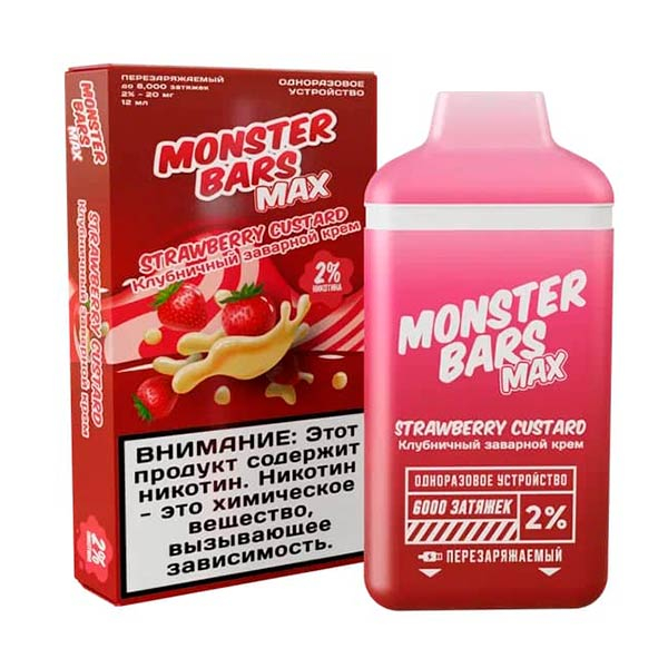 Одноразовая ЭС Jam Monster Bars Max 6000 - Strawberry Custard (Клубничный заварной крем)