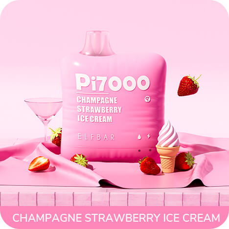 Одноразовая ЭС Elf Bar Pi7000 - Champagne Strawberry Ice Cream (Шампанское клубничное мороженое)