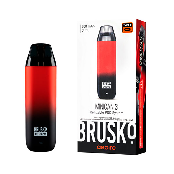 Brusko Minican 3 Pod 700mAh (Чёрно-красный градиент)