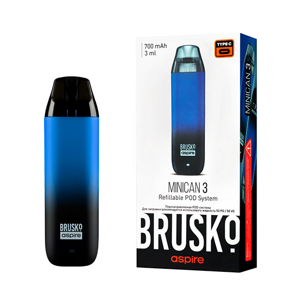 Brusko Minican 3 Pod 700mAh (Черно-синий градиент)