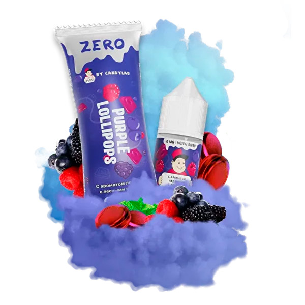 Жидкость CANDYMAN Zero Salt - Purple Lollipops (Леденцы с Лесными Ягодами) 27мл 0мг