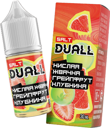 Жидкость DUALL Salt - Кислая жвачка Грейпфрут Клубника 30мл (20 Strong)